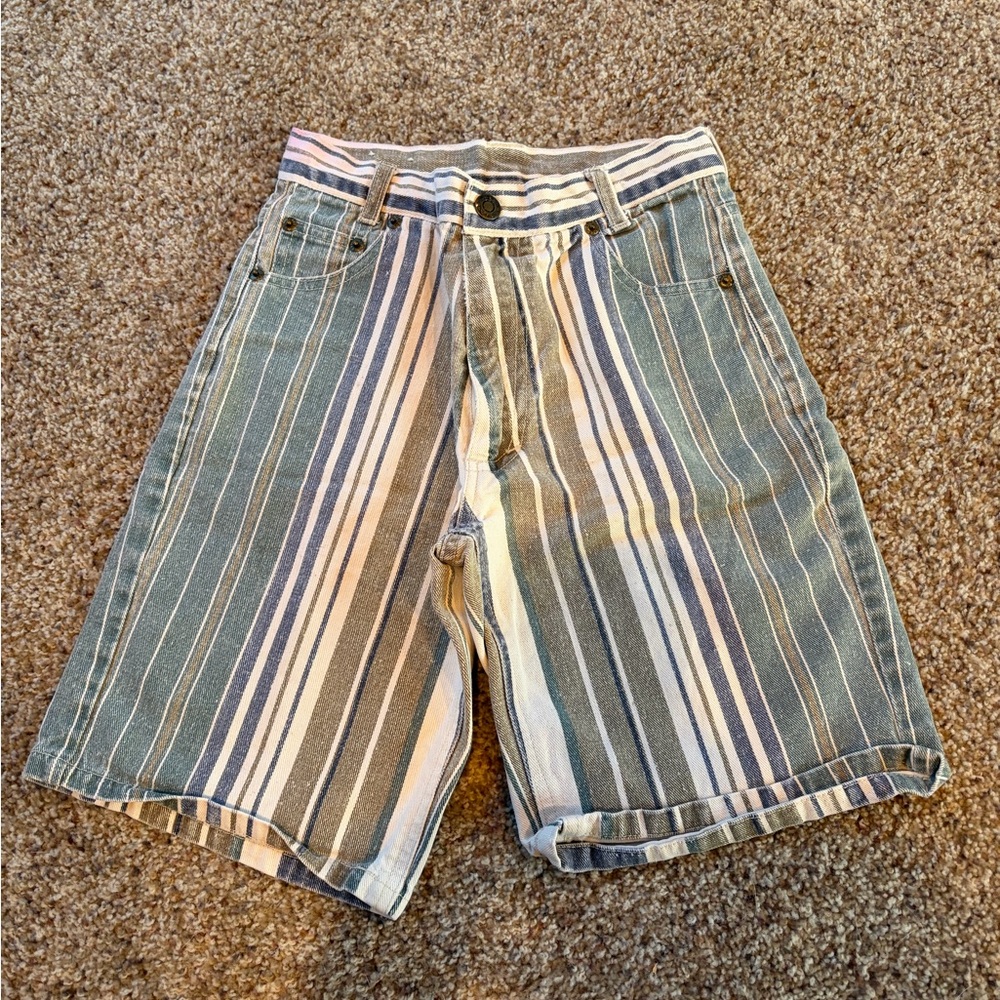 Vintage style striped denim bugle boy shorts